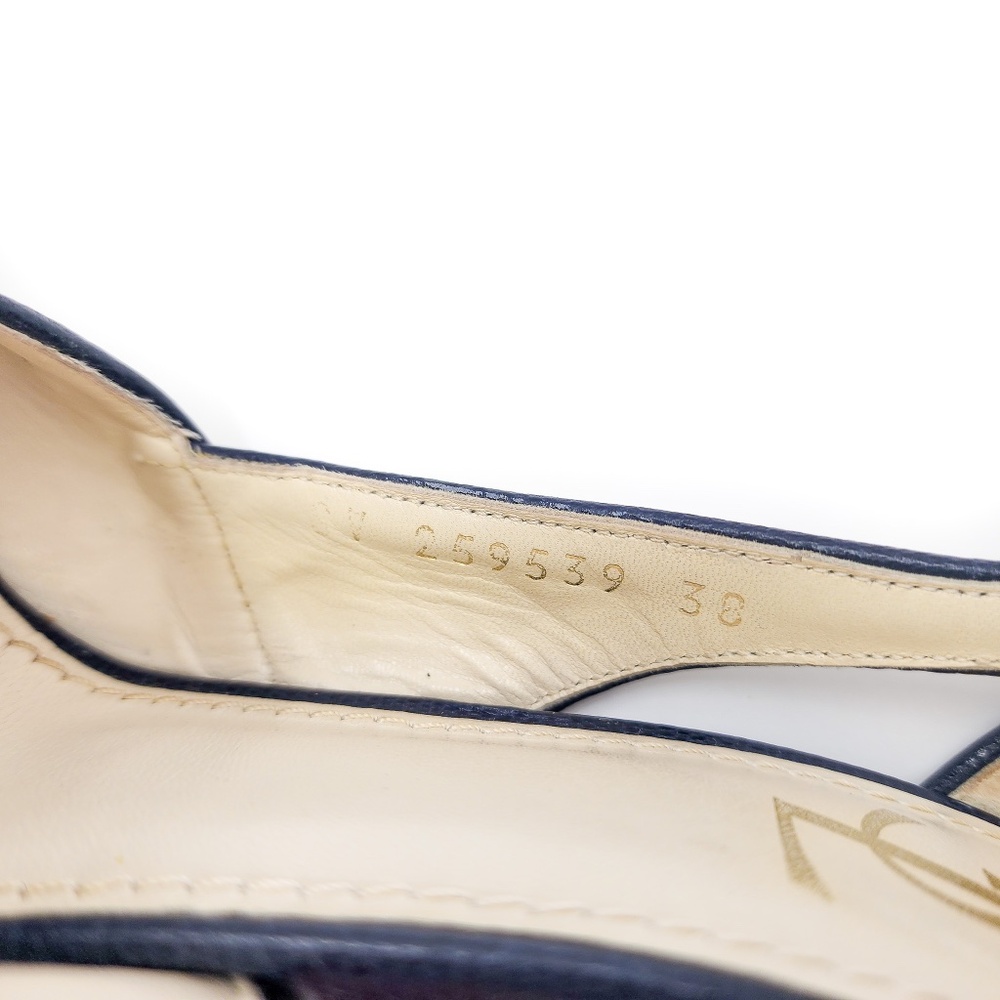 YSL Yves Saint Laurent Canvass Cork Platform Wedge Open Toe Shoes EU 38 - Picture 7 of 8